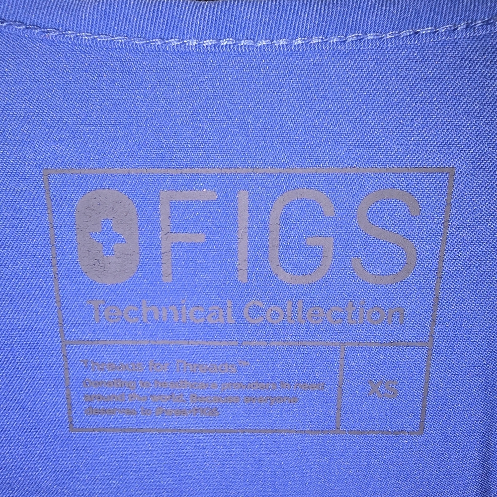 FIGS Scrub Set Pocket Front Top + Straight Leg Pants Light Blue Women's XS - Picture 9 of 13